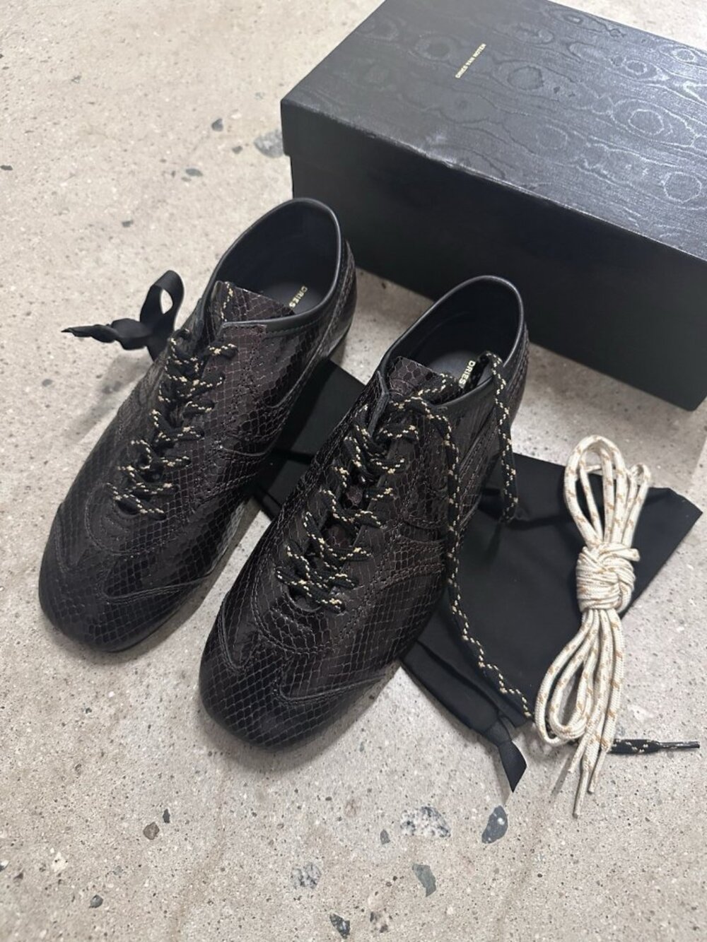Dries Van Noten Snake Sneakers Dark Brown
